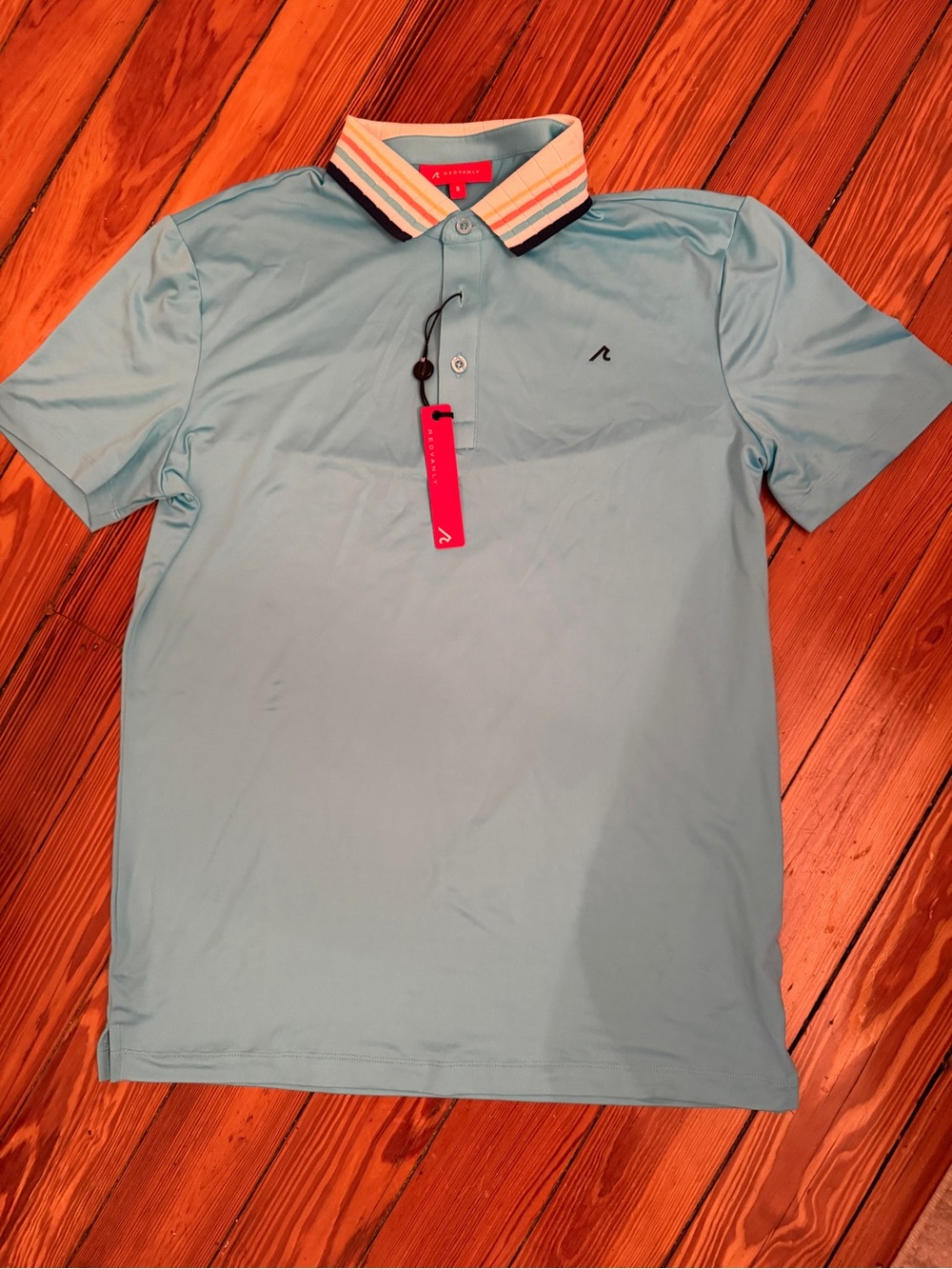 Redvanly Blue Polo Shirt with Stripe Collar